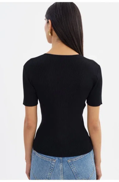 Lamarque Aurelie Open-front Ribbed Knit Top In Black