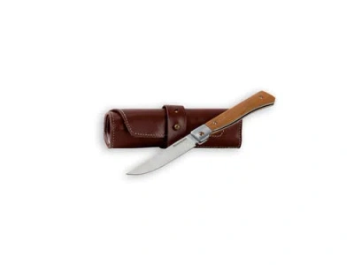 Messermeister Folding Steak Knife 4 Piece Set With Leather Roll In Brown