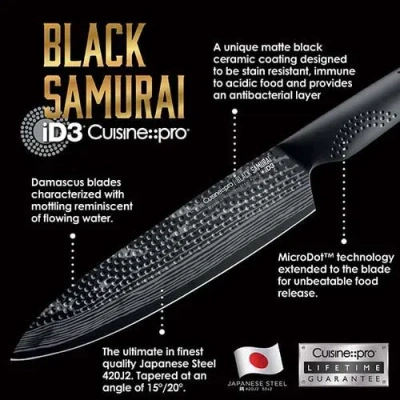 Cuisine::pro Id3 9 Piece Black Samurai Egg Knife Block In Black