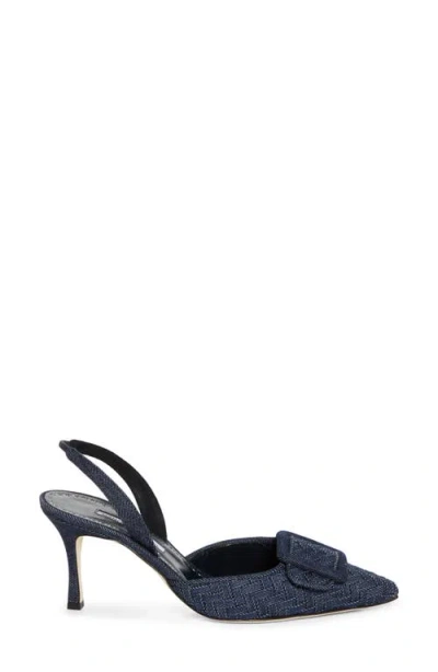 Manolo Blahnik Maysli Pointed Toe Slingback Pump In Black
