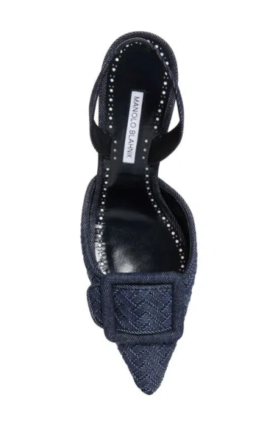 Manolo Blahnik Maysli Pointed Toe Slingback Pump In Black