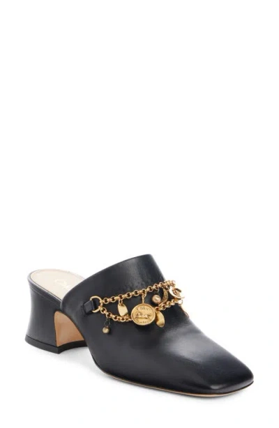 Chloé 80mm Charm-embellished Heeled Mules In Black