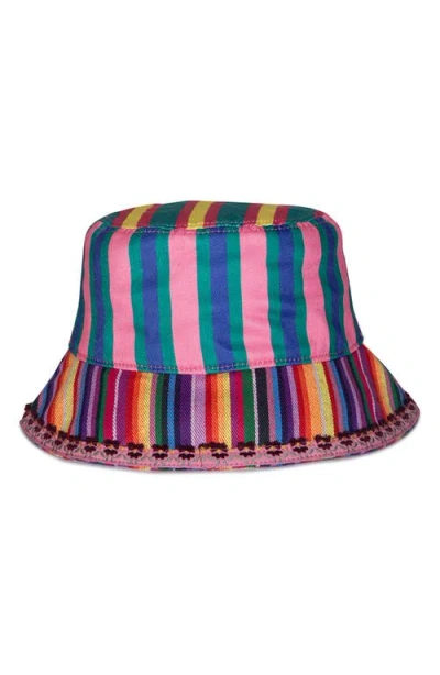 Kurt Geiger London Southbank Mix Stripe Bucket Hat In Multi