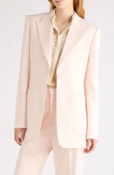 Chloé One-button Virgin Wool Gabardine Blazer In Neutral