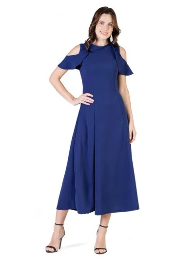 24seven Comfort Apparel Womens Crepe Ruffled Maxi Dress In Blue