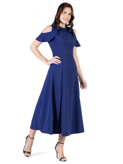 24seven Comfort Apparel Womens Crepe Ruffled Maxi Dress In Blue