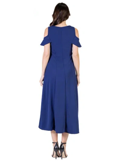 24seven Comfort Apparel Womens Crepe Ruffled Maxi Dress In Blue