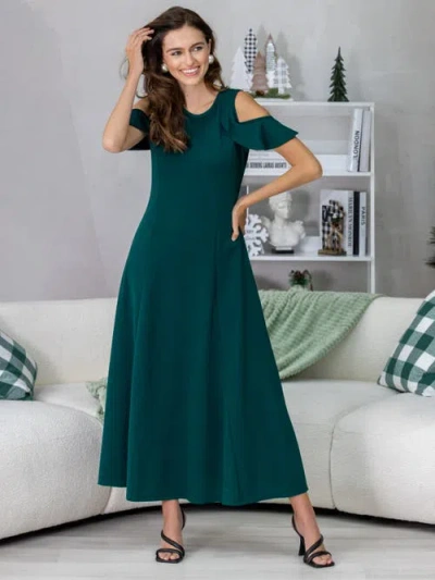 24seven Comfort Apparel Womens Crepe Ruffled Maxi Dress In Blue