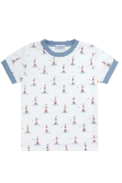 Nellapima Lighthouse Print Boy Short Set In White