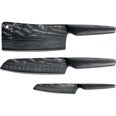 Cuisine::pro Id3 Black Samurai Ultimate Steel 3 Piece Knife Set In Black