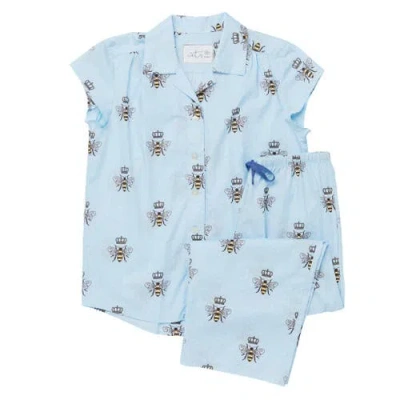 The Cat's Pajamas Luxe Pima Capri Pajama Set In Blue