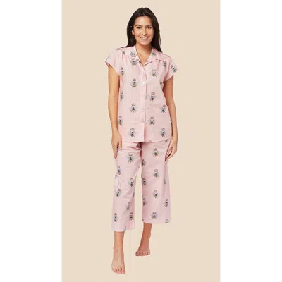 The Cat's Pajamas Luxe Pima Capri Pajama Set In Pink