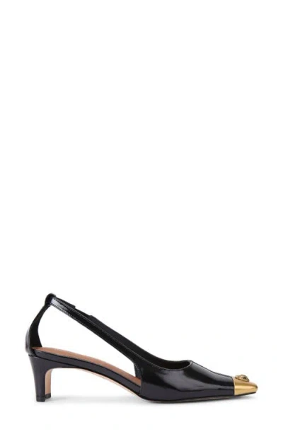 Kurt Geiger Womens Black Regent Low Open-toe Leather Heeled Slingback Courts