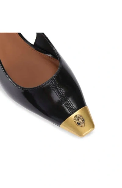 Kurt Geiger Womens Black Regent Low Open-toe Leather Heeled Slingback Courts