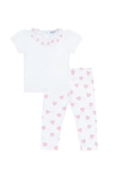Nellapima Pink Heart Tee-leggings Set In White