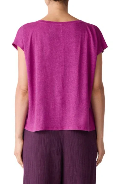 Eileen Fisher V-neck Organic Linen T-shirt In Pink