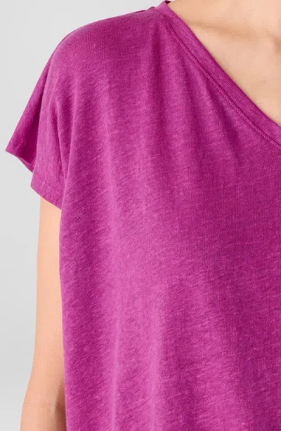 Eileen Fisher V-neck Organic Linen T-shirt In Pink