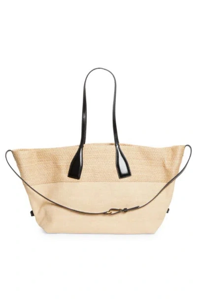 Balmain Track Raffia & Jacquard Tote