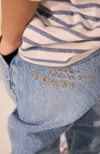 Next Kids' Laser Stripe Lion Jeans In Blue
