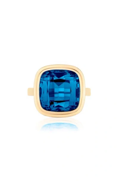 Goshwara Manhattan Cushion Cut Blue Topaz Cocktail Ring In Gold