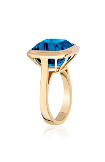 Goshwara Manhattan Cushion Cut Blue Topaz Cocktail Ring In Gold