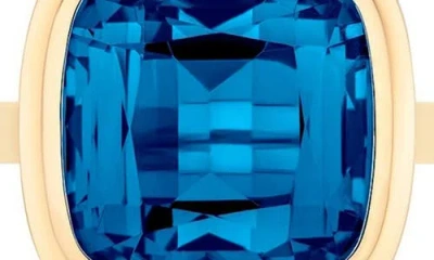 Goshwara Manhattan Cushion Cut Blue Topaz Cocktail Ring In Gold