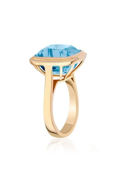 Goshwara Manhattan Cushion Cut Blue Topaz Cocktail Ring In Blue