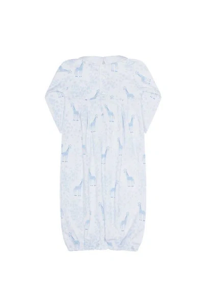 Nellapima Blue Giraffe Print Smocked Gown In Blue