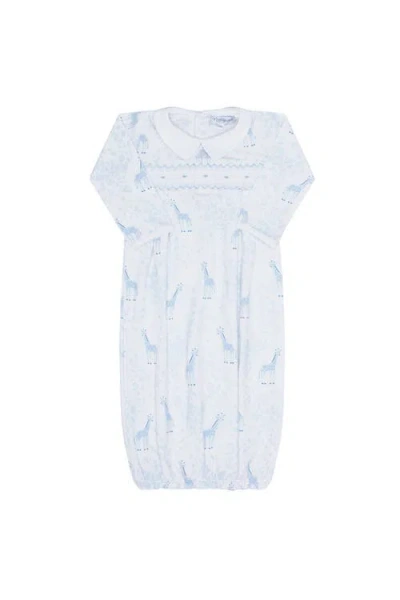 Nellapima Blue Giraffe Print Smocked Gown In Blue