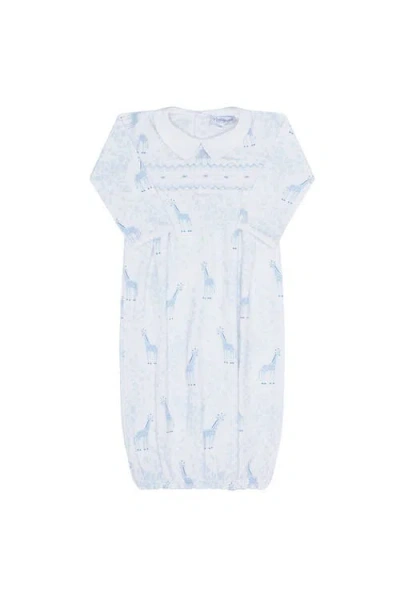 Nellapima Blue Giraffe Print Smocked Gown In Blue