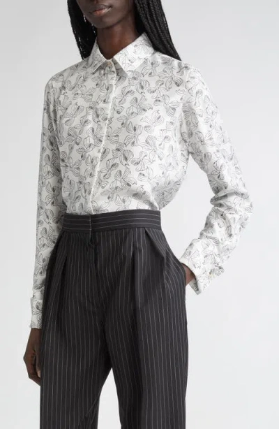 Max Mara Rodesia Bow Print Silk Twill Button-up Shirt