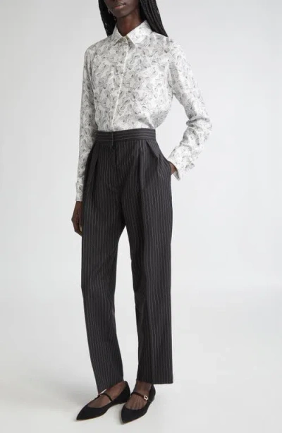 Max Mara Rodesia Bow Print Silk Twill Button-up Shirt
