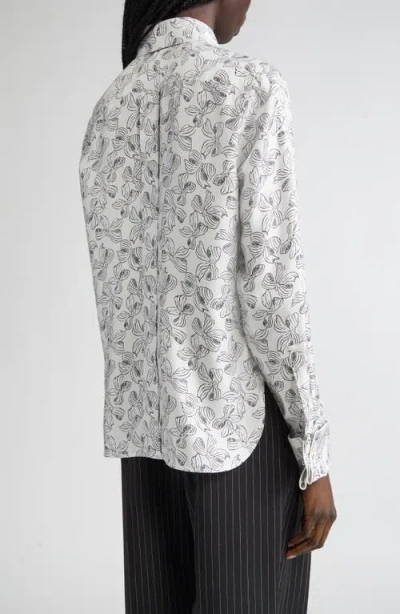 Max Mara Rodesia Bow Print Silk Twill Button-up Shirt