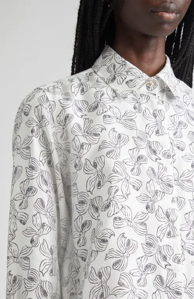 Max Mara Rodesia Bow Print Silk Twill Button-up Shirt