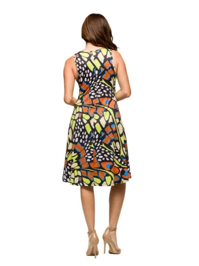 24seven Comfort Apparel Maternity Butterfly Print Sleeveless Knee Length Tank Swing Dress