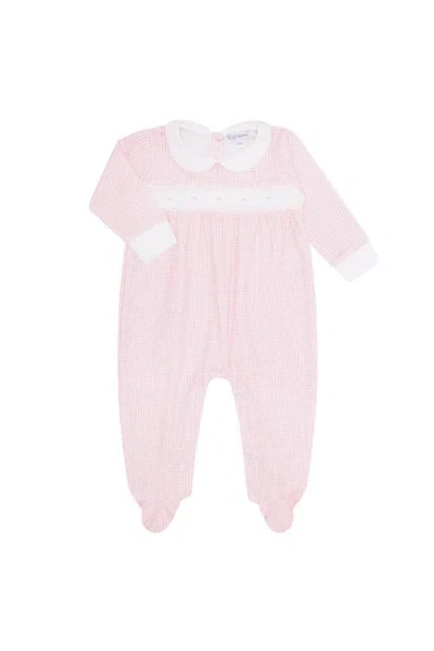 Nellapima Pink Gingham Smocked Footie In Pink