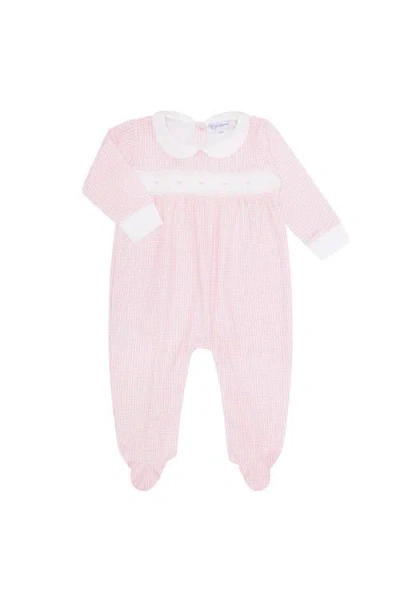 Nellapima Pink Gingham Smocked Footie In Pink