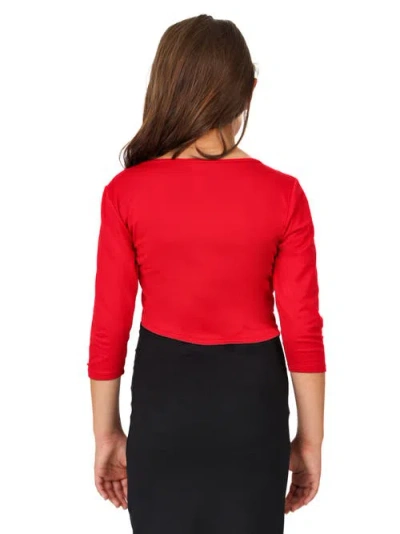 24sevenkid Tie Front Cropped Cardigan Shrug In Red