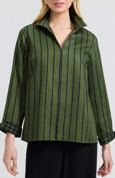 Foxcroft Agnes Stripe Cotton Popover Top