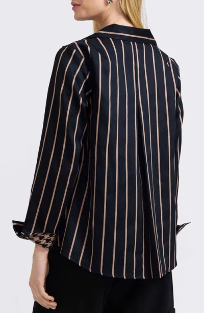 Foxcroft Agnes Stripe Cotton Popover Top