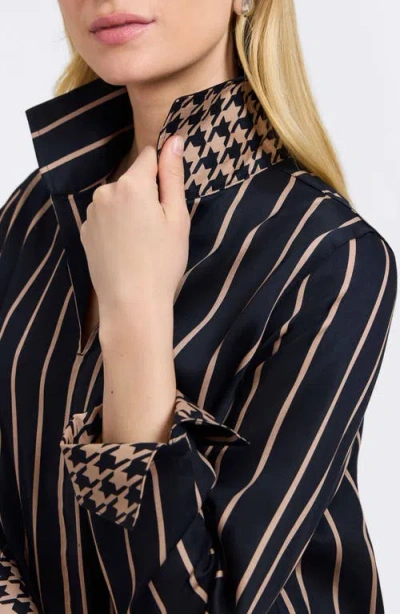 Foxcroft Agnes Stripe Cotton Popover Top