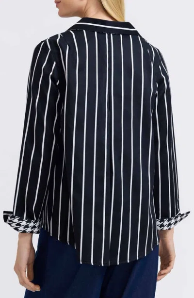 Foxcroft Agnes Stripe Cotton Popover Top