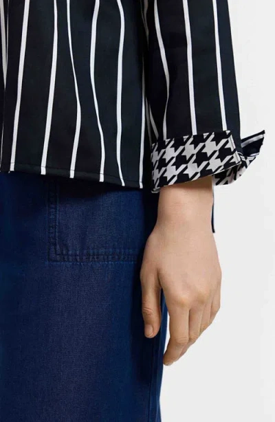 Foxcroft Agnes Stripe Cotton Popover Top