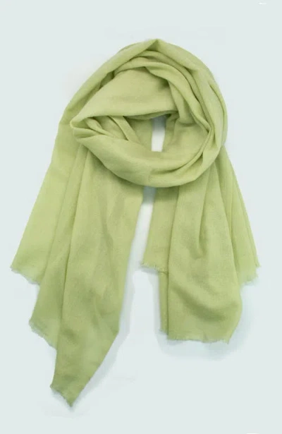 Portolano Cashmere Pashmina Wrap With Fringes In Green