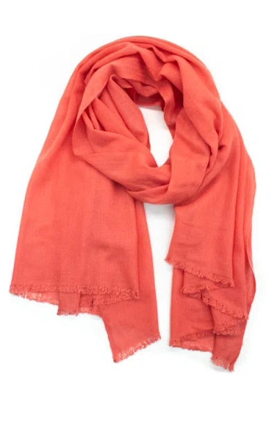 Portolano Merino Wool Blend Eyelash Fringe Wrap Scarf In Red
