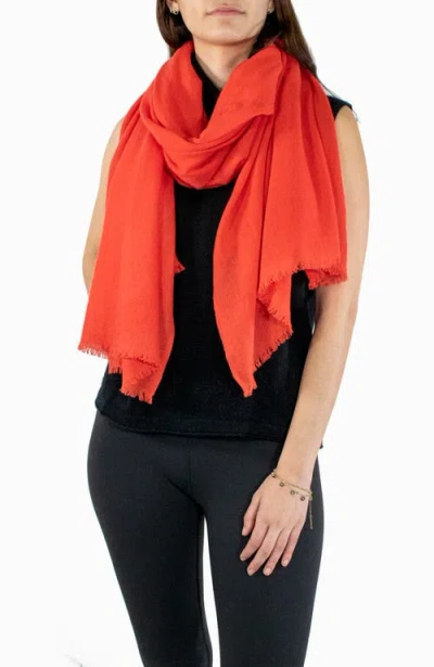 Portolano Cashmere Pashmina Wrap With Fringes In Red
