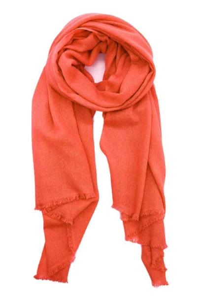 Portolano Cashmere Pashmina Wrap With Fringes In Red