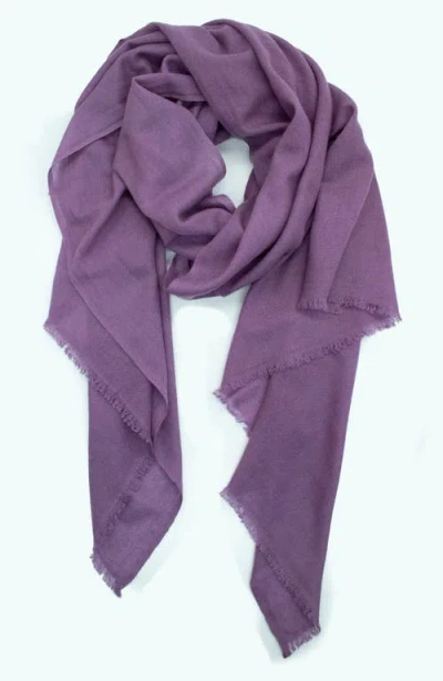Portolano Cashmere Pashmina Wrap With Fringes In Purple
