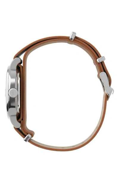 Timex ® Weekender Leather Strap Watch, 37mm In Brown