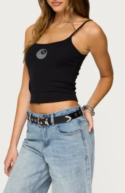 Edikted Rhinestone Magic 8 Tank Top In Black